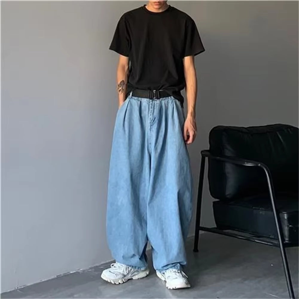 Straight Jeans Men Blue Loose Denim Trousers Neutral Y2K Jean Streetwear Casual Wide Jeans Mans Women Pants Men Baggy Men Jeans