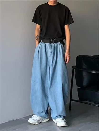 Straight Jeans Men Blue Loose Denim Trousers Neutral Y2K Jean Streetwear Casual Wide Jeans Mans Women Pants Men Baggy Men Jeans