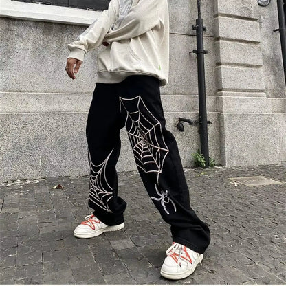 Streetwear Black Y2K Baggy Pants Men Anime Wide Leg Sweatpants Male Oversize Techwear Print Straight Trousers 2023 New