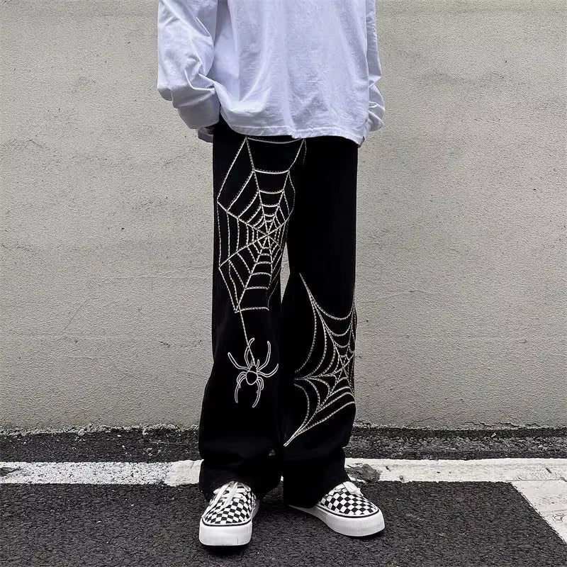 Streetwear Black Y2K Baggy Pants Men Anime Wide Leg Sweatpants Male Oversize Techwear Print Straight Trousers 2023 New