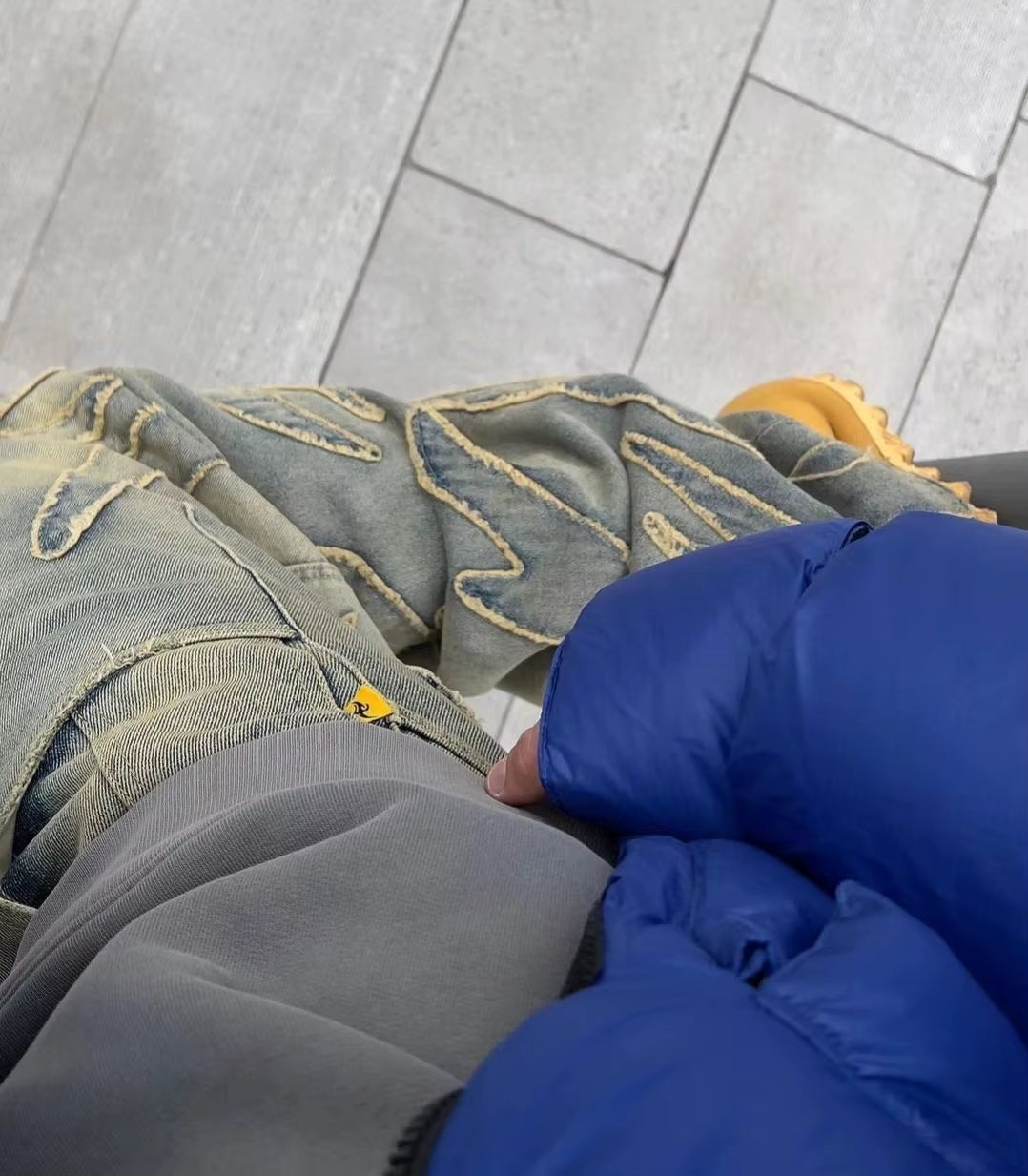 Y2K Street Retro Raw Edge Embroidery Baggy Jeans Men Women Fashion Hip Hop Patchwork High Waisted Denim Pants Ripped Jeans 2024