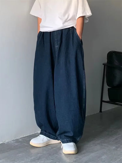 Straight Jeans Men Blue Loose Denim Trousers Neutral Y2K Jean Streetwear Casual Wide Jeans Mans Women Pants Men Baggy Men Jeans