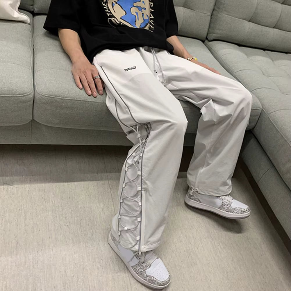Men Sweatpants Thin Hip Hop Cargo Pants Streetwear Punk Baggy Wide Leg Trousers Joggers Pants Men Harem Pant Boys